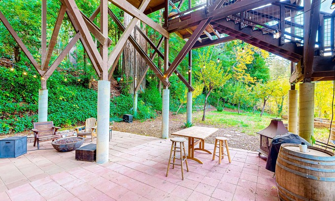 Guerneville Cabin | Waterfront home on the Russian River with gorgeous view, dock, kayaks & canoe