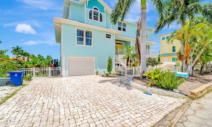 Matlacha House | Waterfront home with private pool, dock, patio, balconies, & bikes