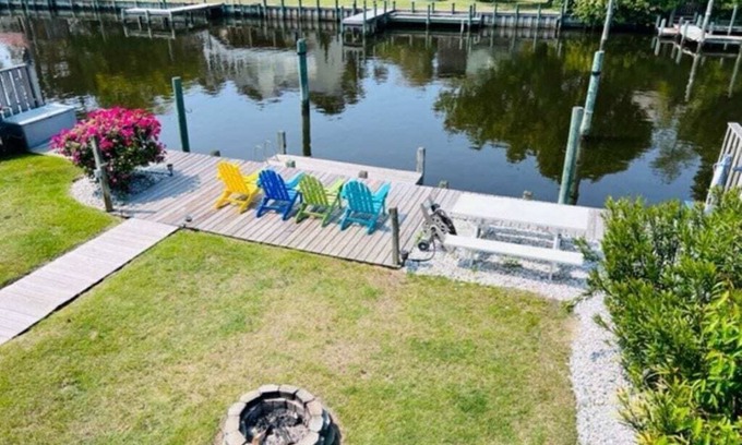 Colington Harbour House | Waterfront! Hot Tub, Game Room, Theater Room, Fire Pit, Kayaks, SUPs,YMCA,DogsOK