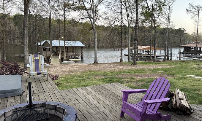 Negreet House | Waterfront house with boathouse, boat launch, outdoor kitchen, fire pit
