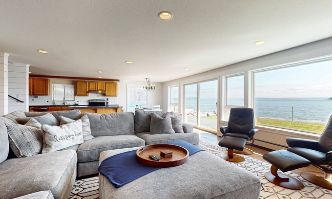 Langley House | Waterfront property with firepit, gas grill, decks, and W/D