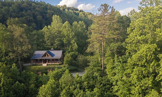 Saluda Cabin | Whispering Falls Cabin - hot tub, views, 15 acres, minutes from Main St.
