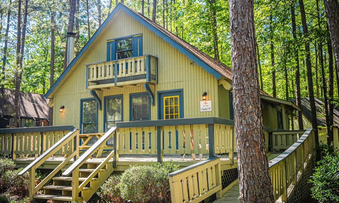 Pine Mountain Ski Chalet | Wooded View Chalet right beside our salt water pool!