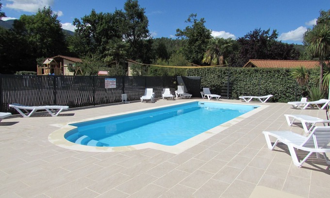 Corneilla-de-Conflent Ski Chalet | Wooden chalets in gite village with terrace, barbecue, swimming pool and air conditioning