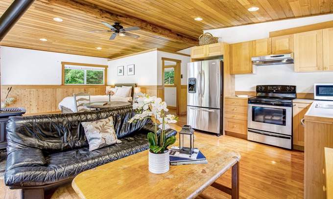 Langley Cottage | Woodsy studio with high-speed WiFi, gas fireplace, and shared grill