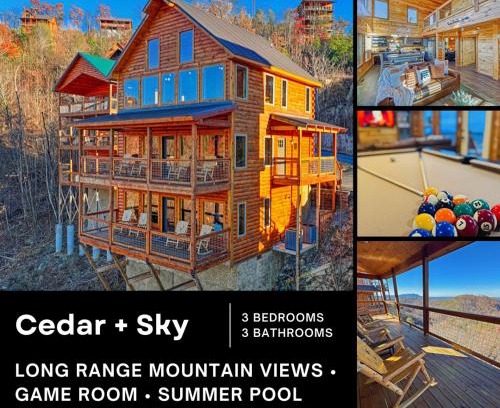 Gatlinburg - Pigeon Forge House | WOW, that View! NEW Luxury Cabin - Hot Tub - Pool Access - Game Room