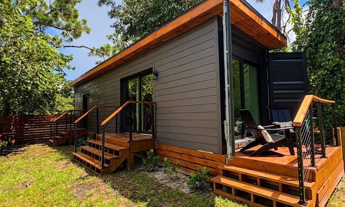 Estero House | Zen Container Tiny Home with Yard, Fire Pit & Pet Friendly, FGCU, Restaurants