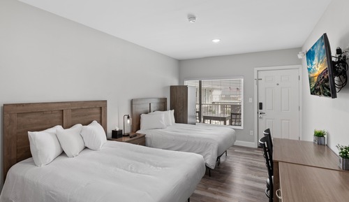 Double Room, 2 Double Beds, Pool View, Ground Floor