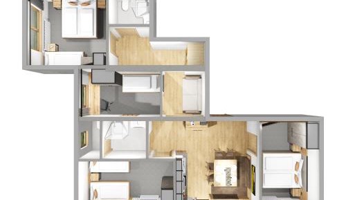 Four-Bedroom Apartment with Balcony 