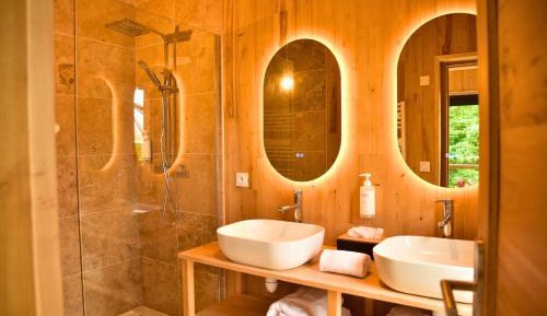 wooden hut with spa