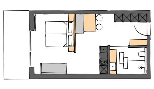 Studio with Balcony