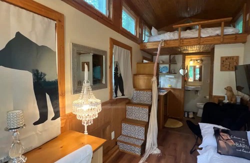 Sapphire Cabin | Awesome mini cabin & loft all wood hike to waterfalls! Hottub Tree swing Firepit
