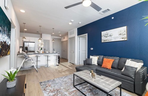 Lewisville Apartment | Elegant 2BD: Pool, Fitness & Organized Workspace