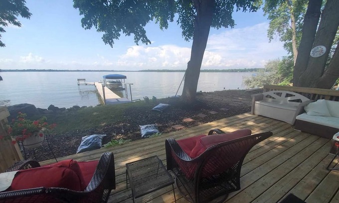 Chisago City Cabin | 40 Min from the cities, 4 ft from the shore! Sandy beach. Fish off the dock!