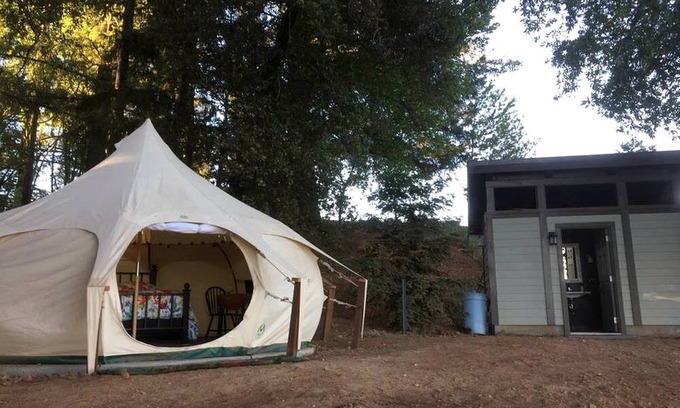 Los Gatos RV Rental | Lotus Yurt in Vineyard Overlooking Monterey Bay near Los Gatos, California
