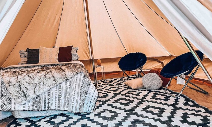 Palisades RV Rental | Poppy boho tent at Valley Village